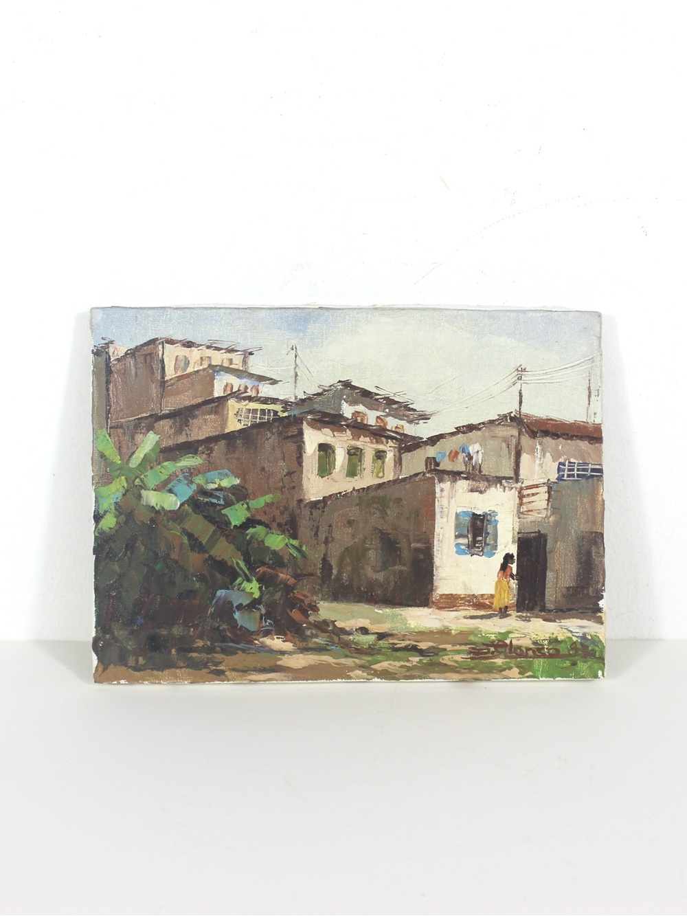 Vintage Original Oil Painting Signed by Artist Stretched Canvas, Oil Art Texture
